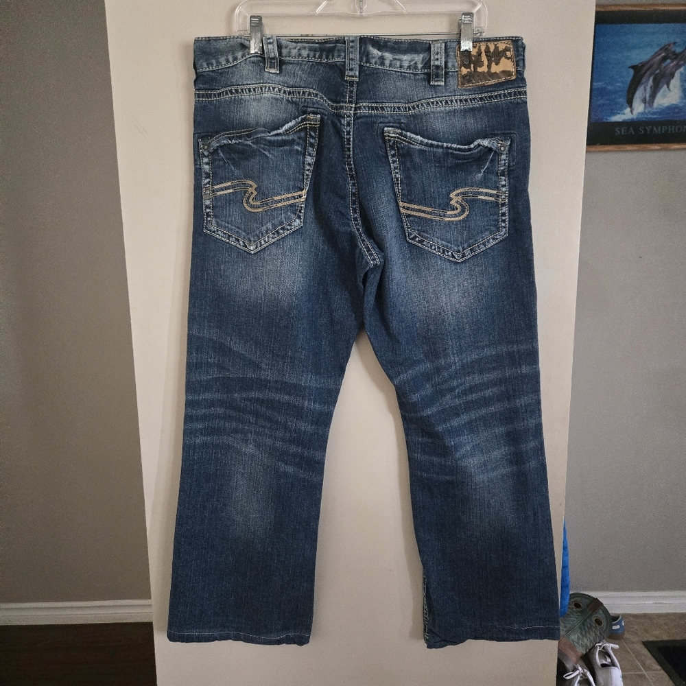 Silver Jeans Zac Blue Denim Jeans 36x30 Straight Leg Relaxed Fit